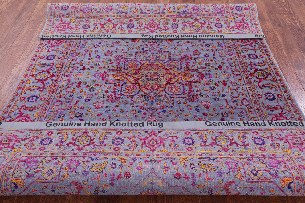 Persian Heriz Serapi Handmade Wool & Silk Rug 6' 1" X 9' 3" - Q15547
