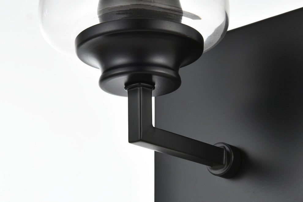 1 Light Black And Clear Bath Sconce