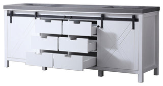 Marsyas 84" Double Vanity, White Square Sinks, No Mirror, White