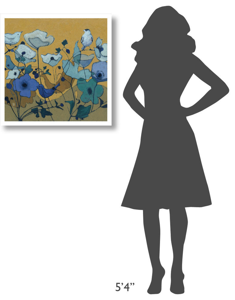 "Birdy Birdy Royal Blue" Digital Paper Print by Shirley Novak, 26"x26"