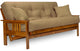 Stanford Futon Sleeper Sofa Bed, Frame, 8" Mattress, Microfiber Sussex Khaki, Queen