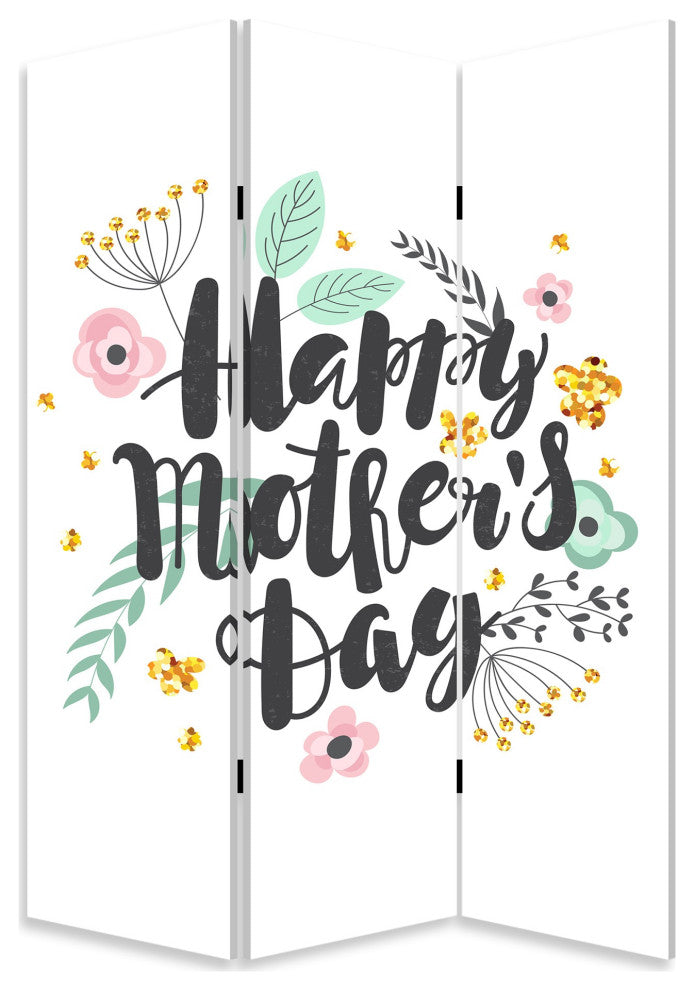Sweet Floral Mother's Day Three Panel Room Divider Screen
