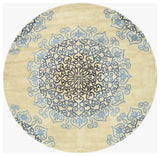 Hand-tufted Wool Ivory Transitional Oriental Modern Naiin Rug, 7'9 Round