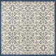 Madrid Vintage Filigree Textured Weave Indoor/Outdoor, Navy/Beige, 5' Square