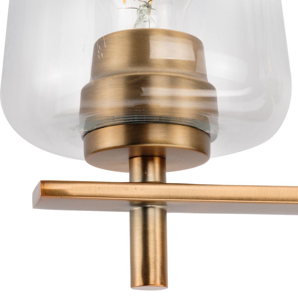 Calais 14.62" 2-Light Vintage Brass Clear Glass Bath Vanity Light