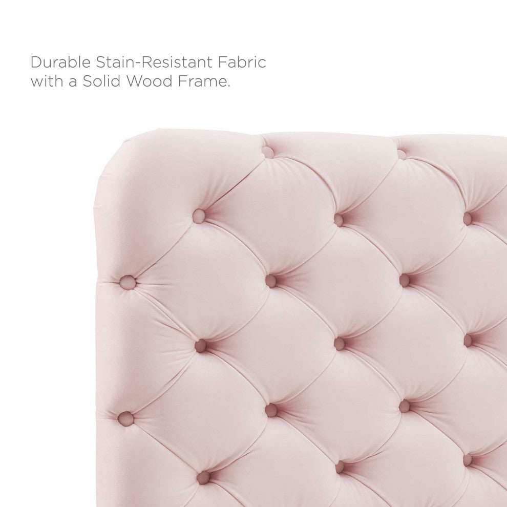 Tufted Headboard, Twin Size, Velvet, Pink, Modern Contemporary, Bedroom Master