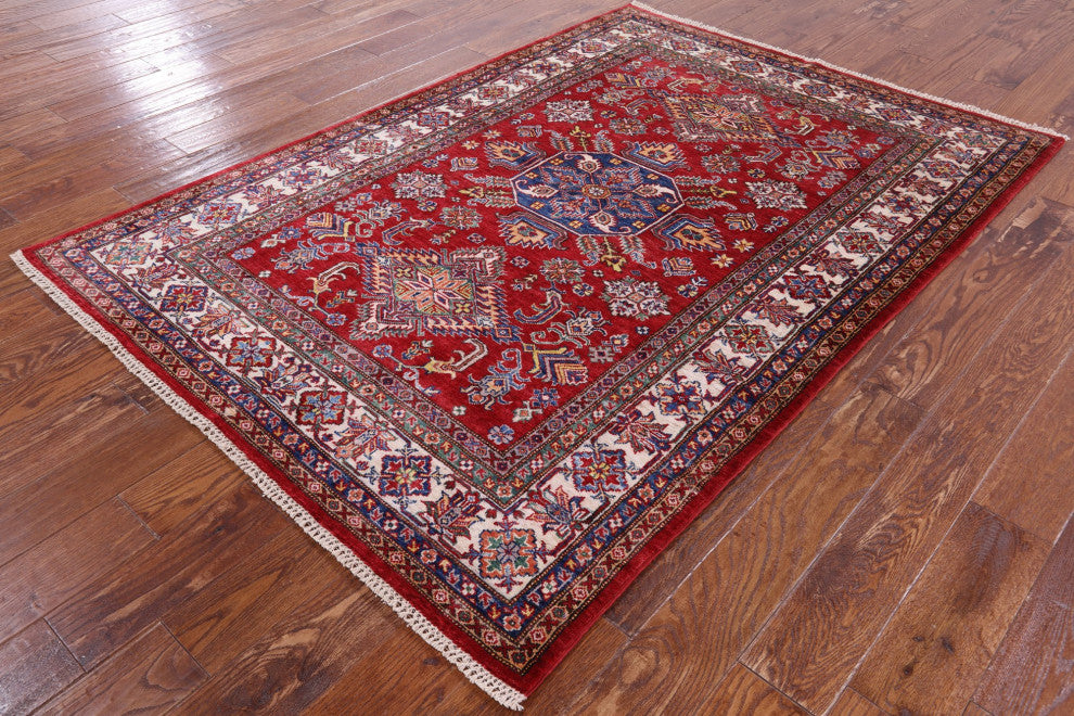 4' 10" X 6' 10" Super Kazak Handmade Wool Rug Q7695