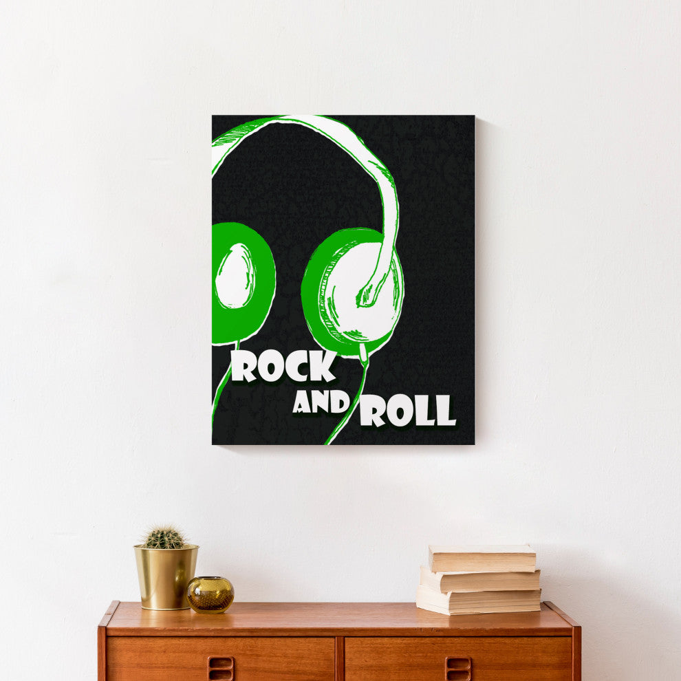 Rock And Roll Headphones 16x20 Canvas Wall Art