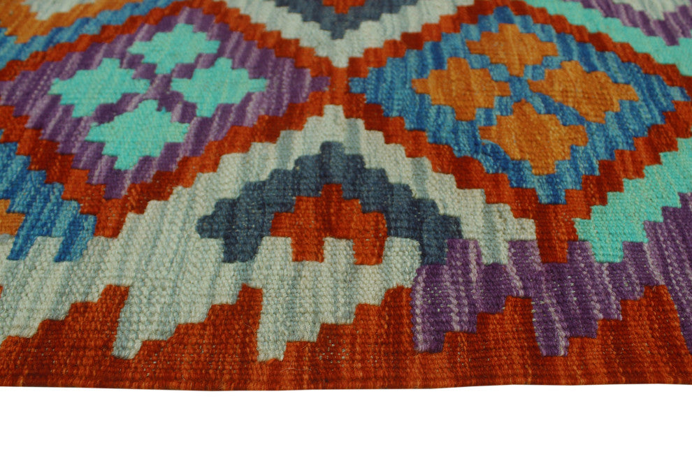 Sangat Kilim Hatima Red/Blue Runner, 2'5x9'5