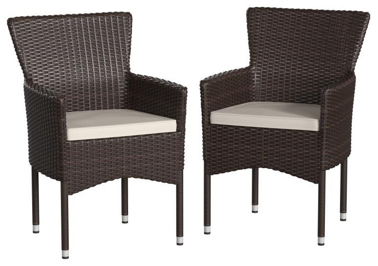 Maxim Modern Wicker Patio Armchairs Fade & Weather-Resistant Frames and Cushions