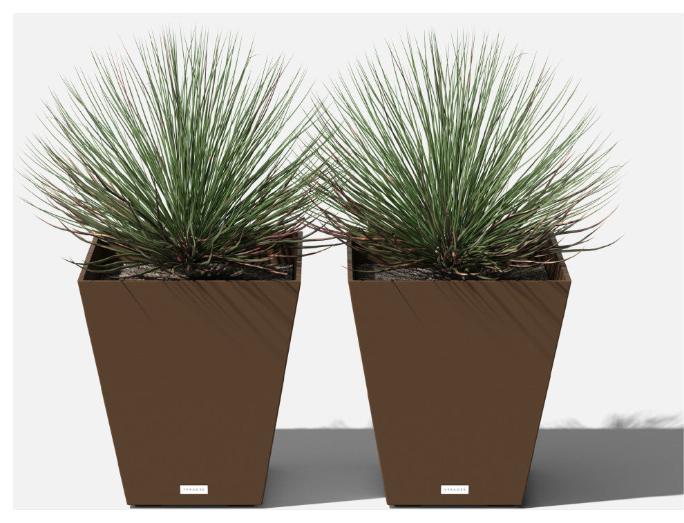 Nobleton Square Planter, Espresso, 18 Inch, 2 Pack