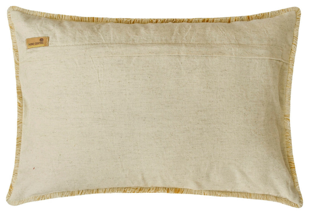 Beige Burlap 12"x26" Lumbar Pillow Cover Lace Beads Sequins Embroidery - Soraya