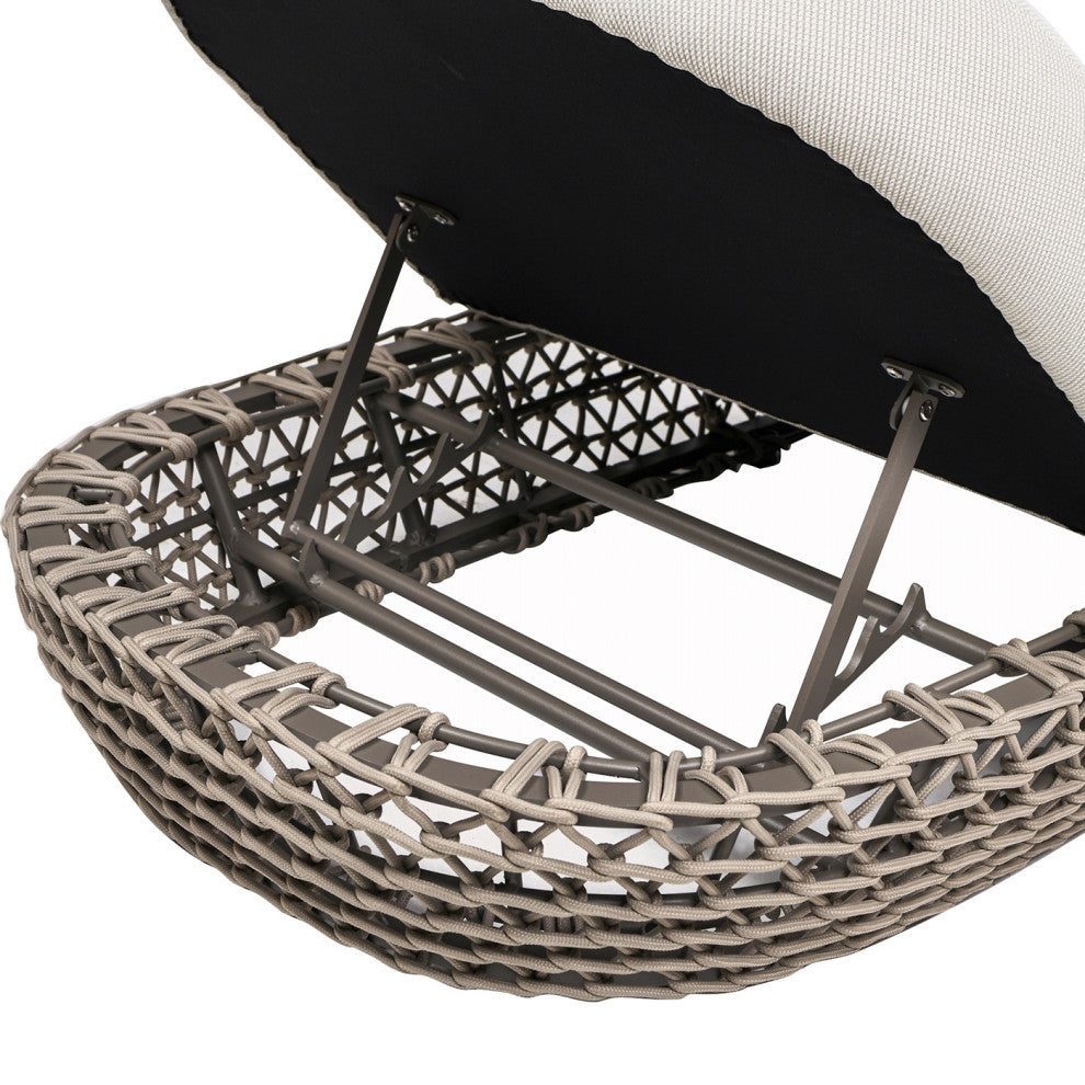 Willow 80.5" Outdoor Patio Chaise Lounger, Adjustable Backrest, Wheat Beige Axroma Olefin