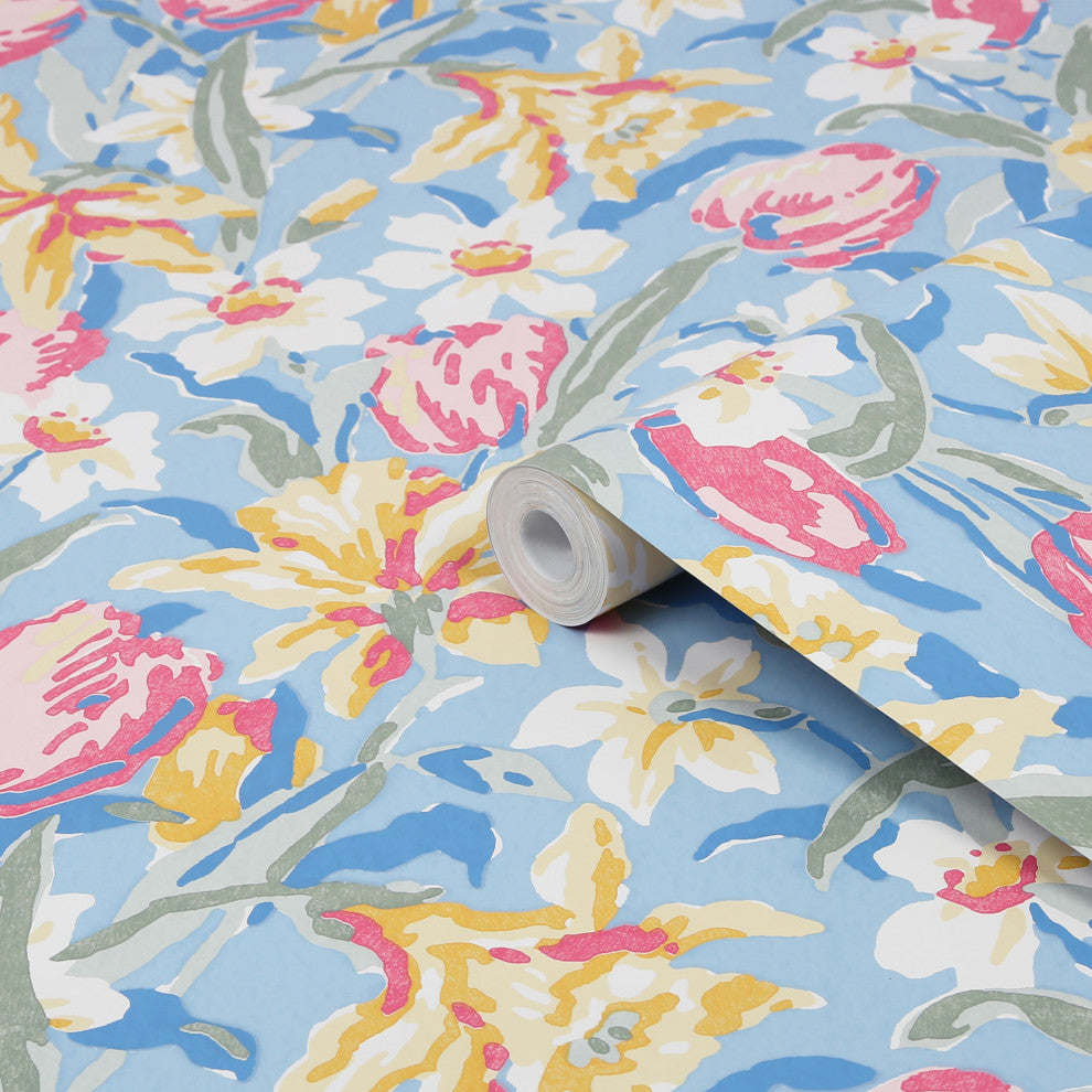 Laura Ashley Tulips China Blue Removable Wallpaper
