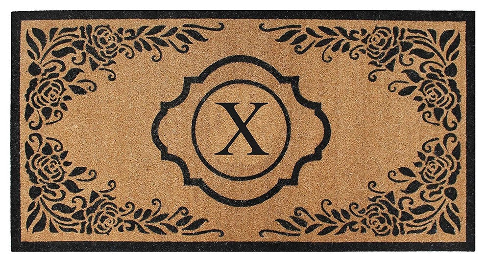 A1HC First Impression Hand Crafted Ella Entry Coir Monogrammed Double Doormat, X