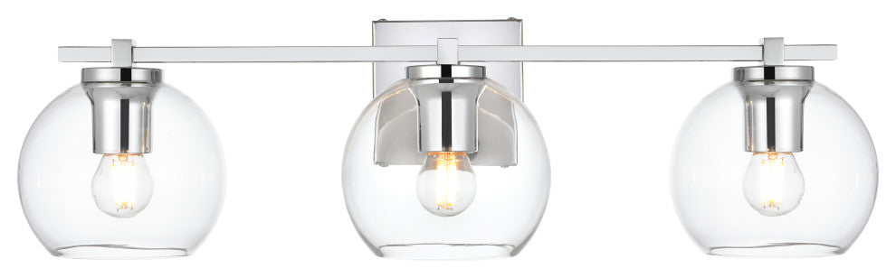 3 Light Chrome And Clear Bath Sconce