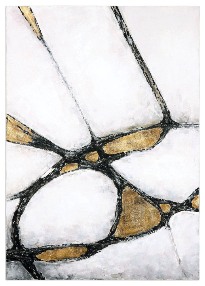 Uttermost 34352 Abstract In Gold And Black 60" x 42" Canvas Art - Hand Painted