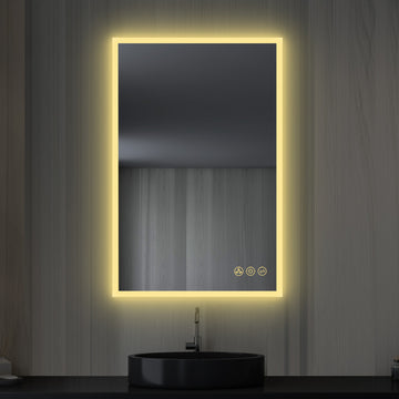 Fogless, Dimmable, Color Temperature Adjustable LED Mirror, 24x36