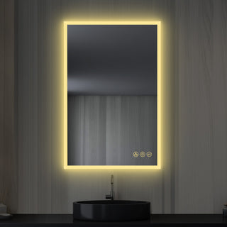 Fogless, Dimmable, Color Temperature Adjustable LED Mirror, 24x36