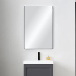 24"x36" Shatterproof Wall Mount Metal Frame Mirror, FM1-2436, Matte Black