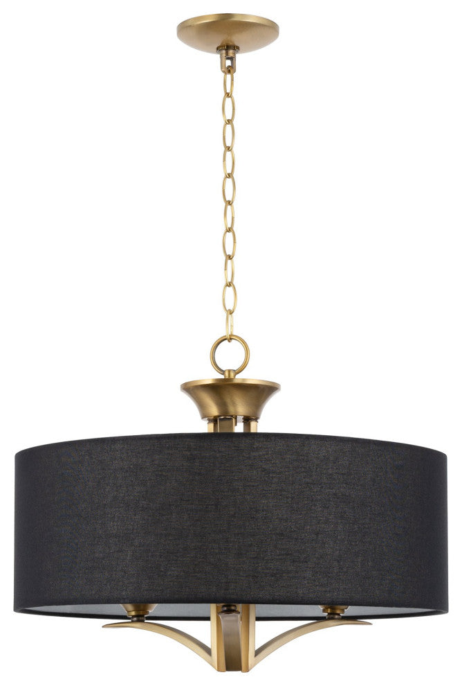 Kira Home Alondra 20" Drum Chandelier, Black Fabric Shade, Adjustable Height