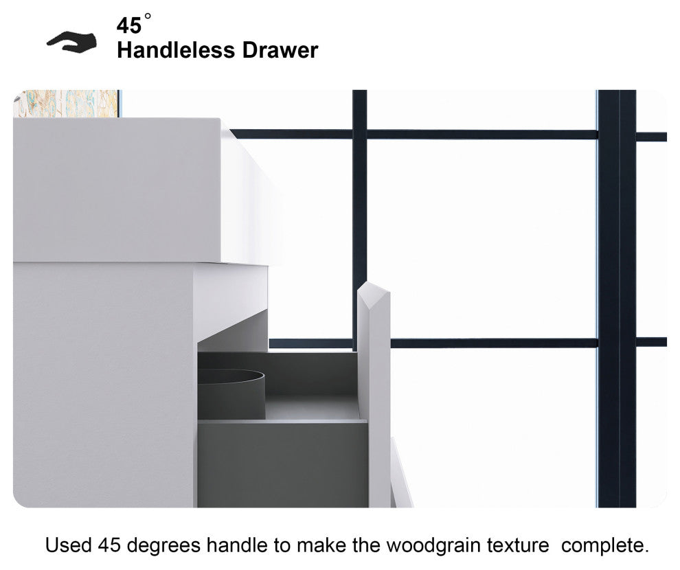 Wood Wall-Mounted Bathroom Vanity Set with Integrated Resin Sink, White, 24"
