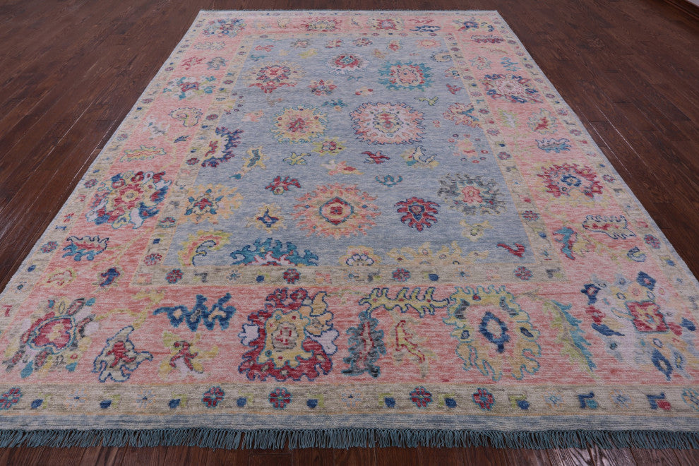 Hand Knotted Turkish Oushak Wool Rug 9' 3" X 11' 6" - Q14794