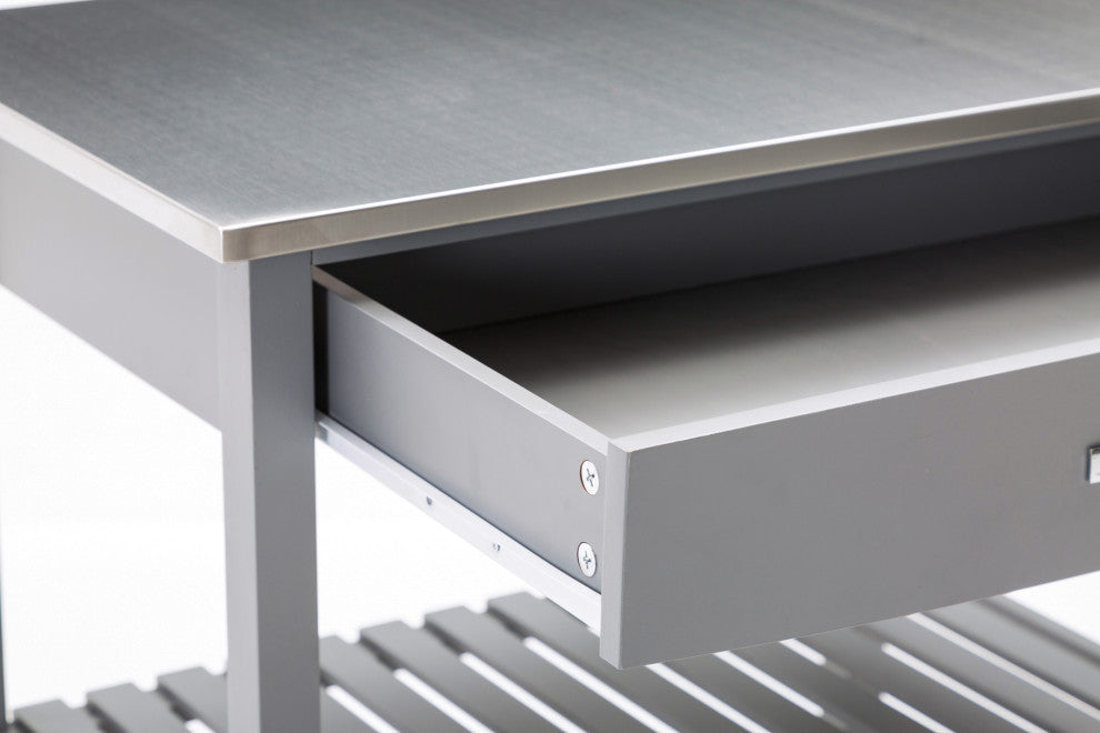 Holland kitchen cart with stainless steel top, gray