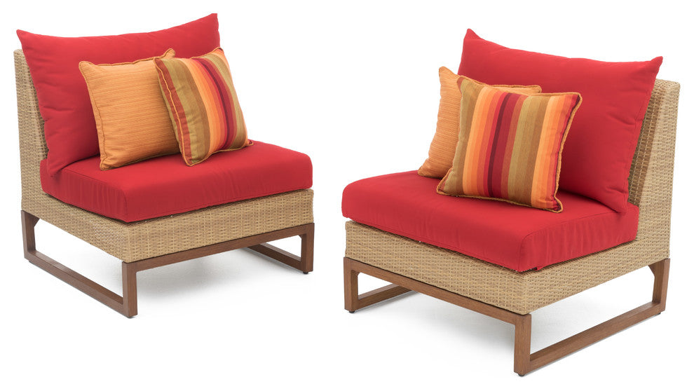 Milea 6 Piece Sunbrella Outdoor Patio Sofa Sectional, Sunset Red