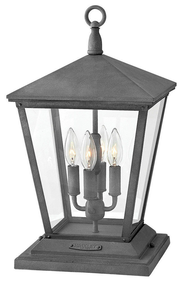 Hinkley Trellis Medium Pier Mount Lantern, Aged Zinc