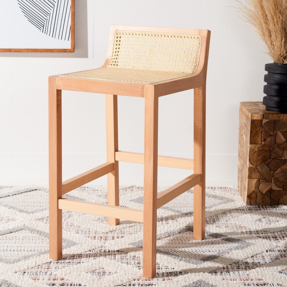 Safavieh Saito Lowback Cane Center Stool, Natural