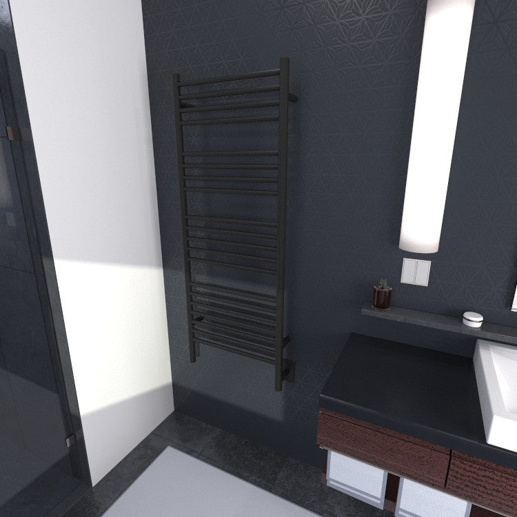 Jeeves Model D-Straight 20-Bar Hardwired Electric Towel Warmer, Matte Black