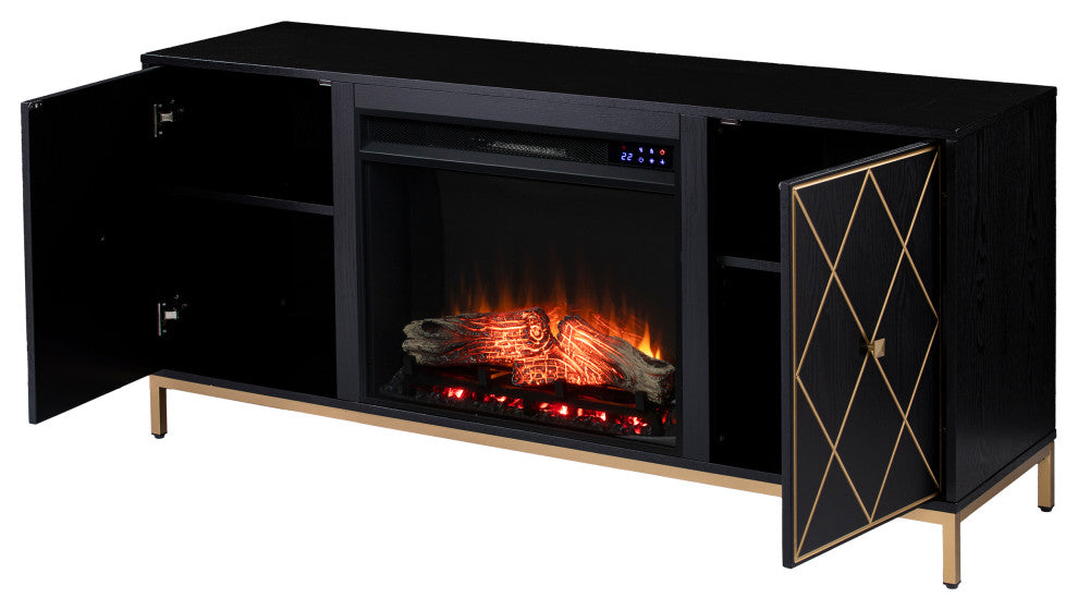 Crewe Touch Screen Electric Fireplace With Media Storage
