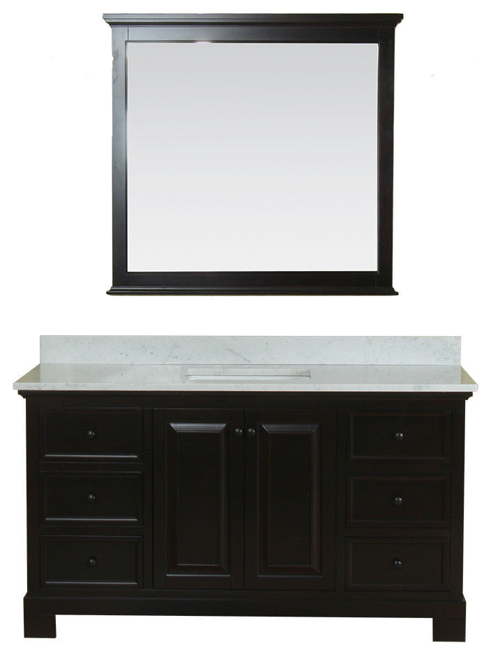 Richmond 60" Bathroom Vanity With Carrera Marble Top
