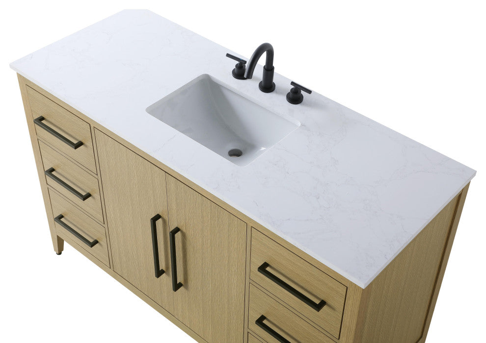 Home Living 54" Single Bathroom Vanity, Honey Brown
