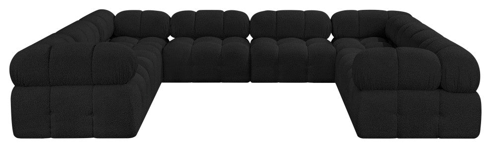 Ames Boucle Fabric U-Shaped Modular Sectional, Black, 8-Piece: 4 Armless Chair, 4 Corner Chair