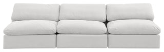 Comfy Upholstered Modular Sofa, Cream, 3-Piece: 3 Armless Chair, Velvet