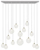 Napa 14 Pendants Blown Glass Chandelier, Silver, 48", Clear Glass