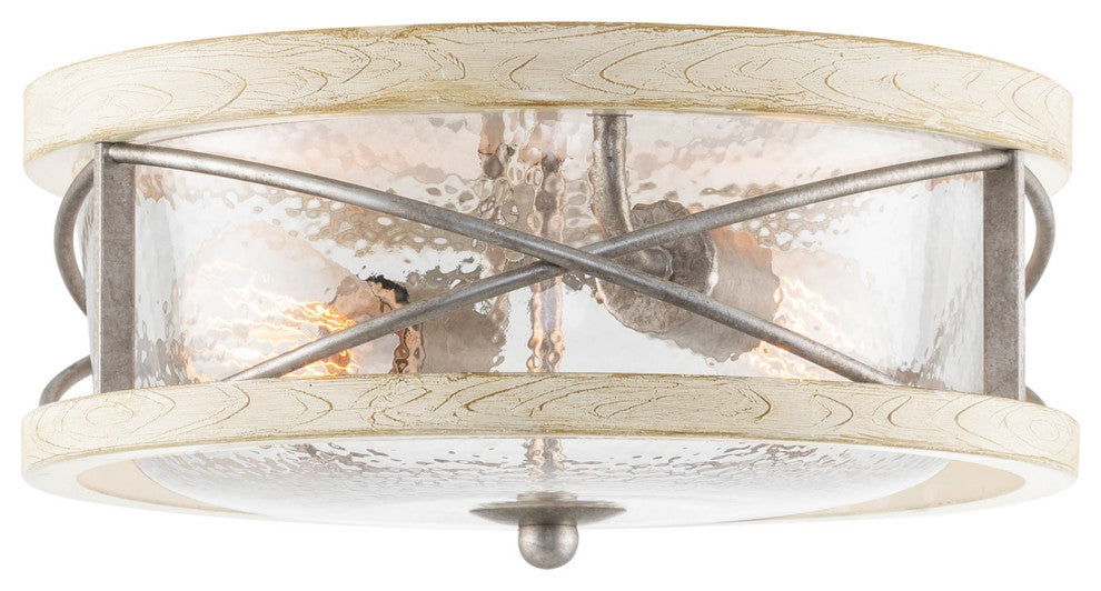 Kira Home Blaylock 13" Farmhouse Flush Mount Close to Ceiling Light, Hammered