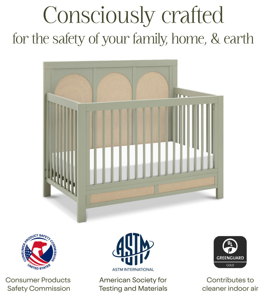 Eloise 4-in-1 Convertible Crib, French Sage and Performance Sand Eco-Weave
