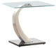 Benzara BM219589 Floating Tempered Glass Top End Table with Metal Support