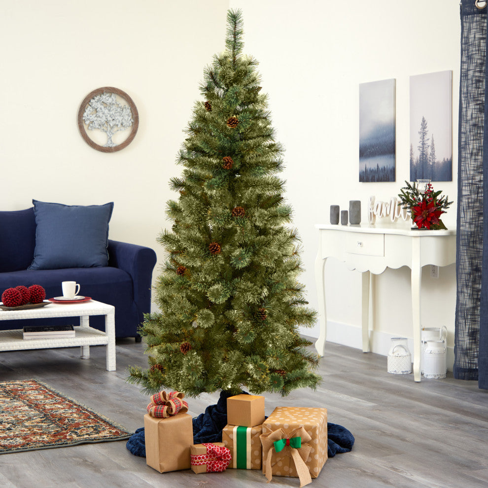 6ft. White Mountain Pine Artificial Christmas Tree with 477 Bendable Branches