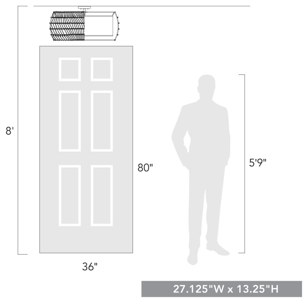 Golden Lighting 6805-6SF BLK Everly 6 Light 28"W Semi-Flush Drum - Matte Black