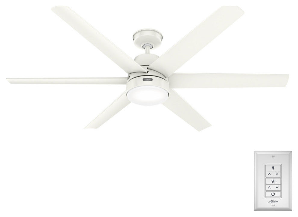 Hunter 60" Skysail Fresh White Wet Rated Ceiling Fan, LED Kit, Remote