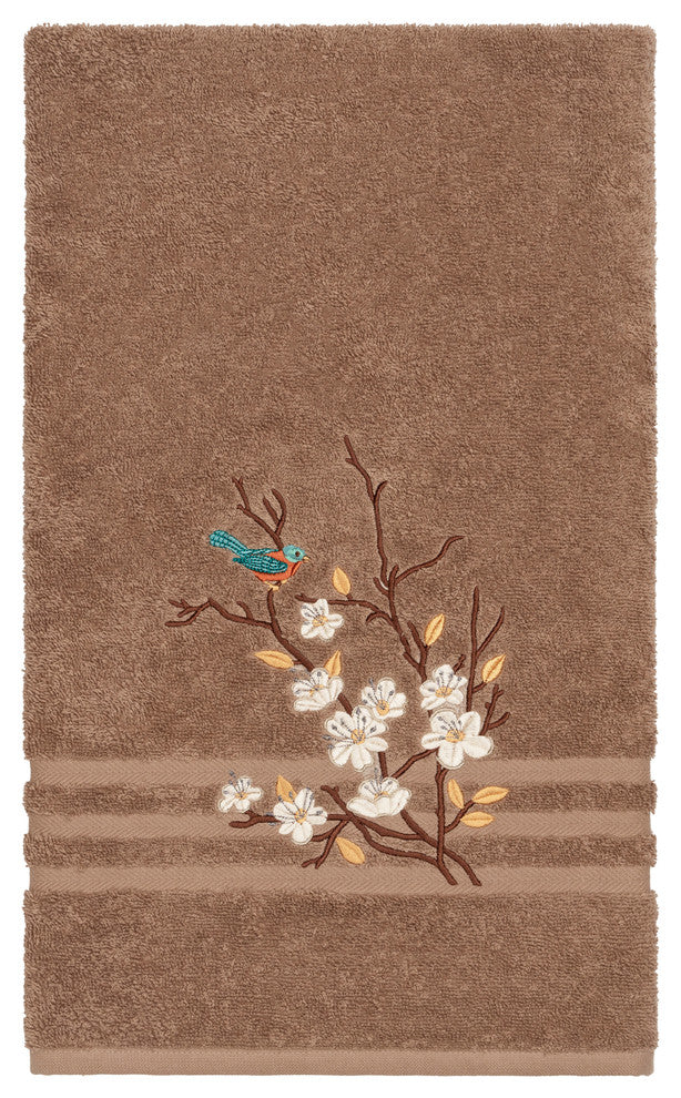 Linum Home Textiles Spring Time Embellished, Latte, Bath Towel, 2-Piece Set