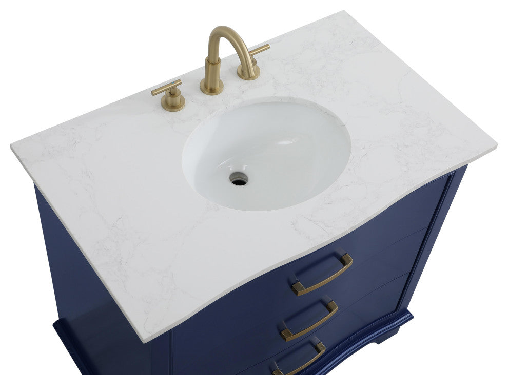 Home Living Knox 36" Single Bathroom Vanity, Blue