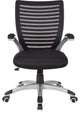 Mesh Seat and Screen Back Managers Chair With Padded Silver Arms and Nylon Base