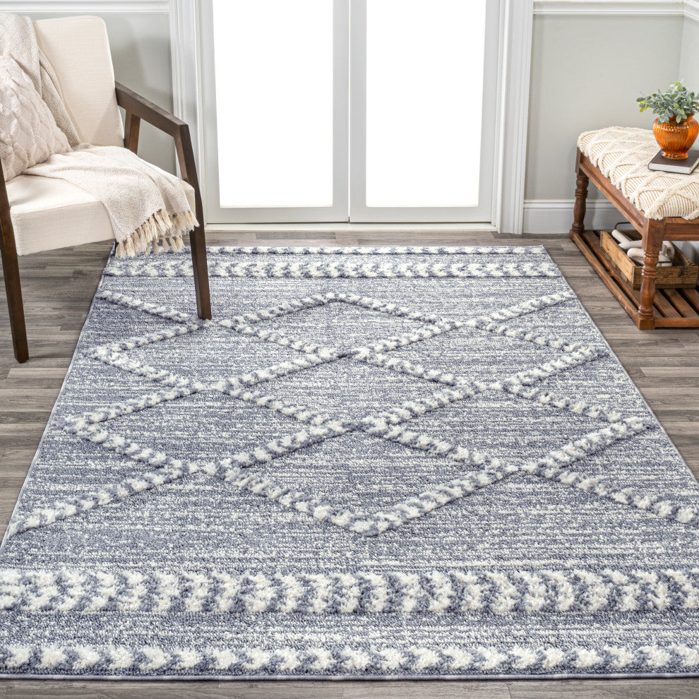 Sofie Moroccan Trellis High-Low Gray/Cream 3'x5' Area Rug