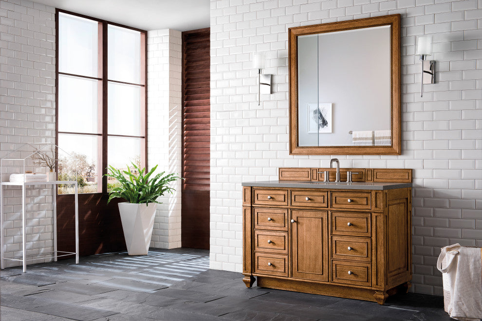 Bristol 48" Vanity, Saddle Brown, Gray Expo Quartz Top