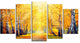 Yellow Autumn Trees in Sunray, Large Landscape Canvas Print, 60"x32", 5 Panels